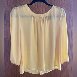 Yellow 7TH Avenue Design Studio New York & Company 100% polyester blouse.